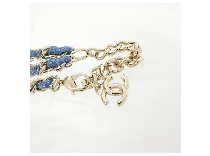 Colar Chanel ABF163 Azul Dourado - vista 4