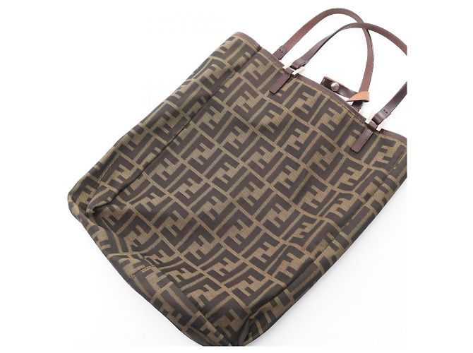 Borsa Tote Fendi Zucca Marrone Pelle e Tela - vista 10