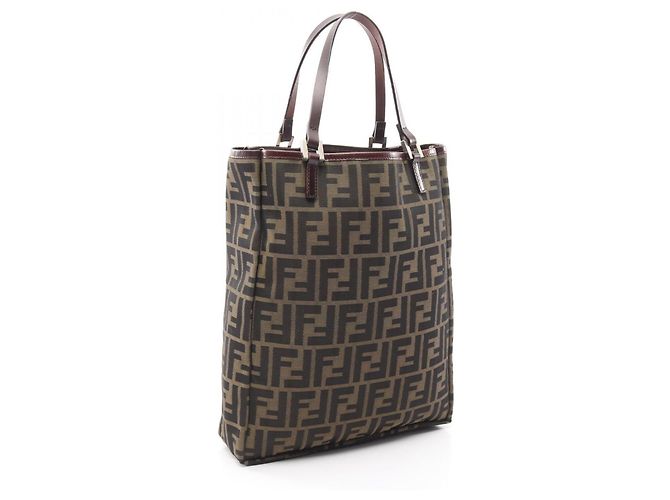 Borsa Tote Fendi Zucca Marrone Pelle e Tela - vista 2