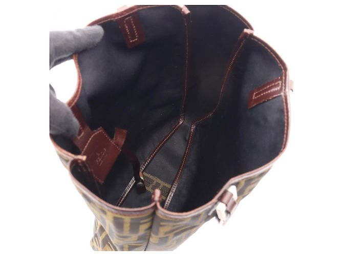 Borsa Tote Fendi Zucca Marrone Pelle e Tela - vista 3