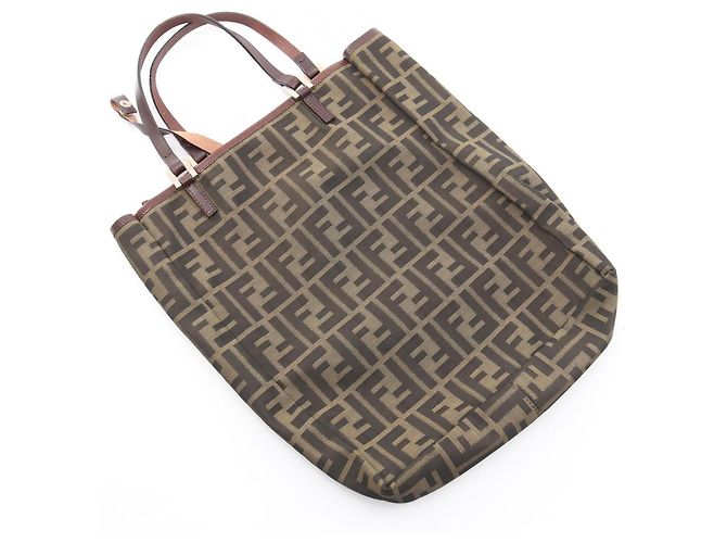 Borsa Tote Fendi Zucca Marrone Pelle e Tela - vista 9