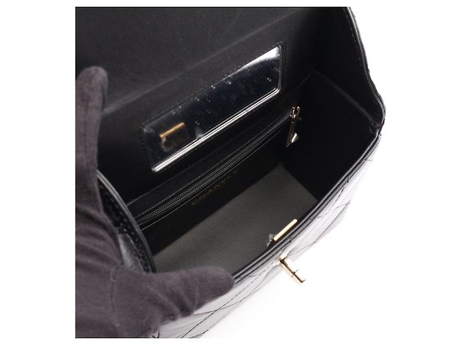 Chanel Matelassé Vanity Bag mit oberem Griff Schwarz - Ansicht 3