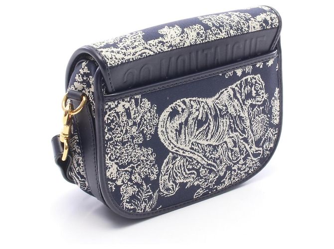 Borsa a spalla Christian Dior Dior Bobby Medium Toile de Jouy Bianco Blu navy - vista 2
