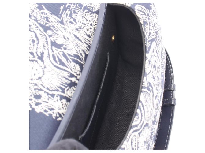 Borsa a spalla Christian Dior Dior Bobby Medium Toile de Jouy Bianco Blu navy - vista 3