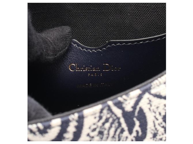Borsa a spalla Christian Dior Dior Bobby Medium Toile de Jouy Bianco Blu navy - vista 4