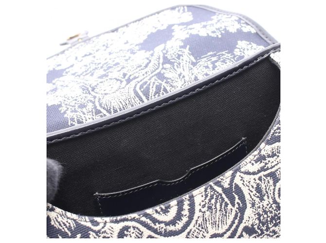 Borsa a spalla Christian Dior Dior Bobby Medium Toile de Jouy Bianco Blu navy - vista 5