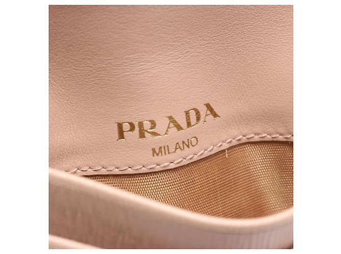 Prada Triangle Logo Pink Leather Card Case - view 4