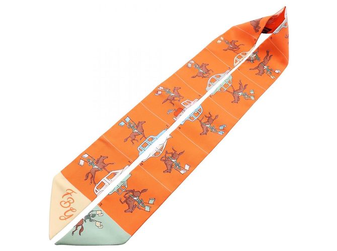 Hermès Pañuelo Twilly Hermes Multicolor Naranja - vista 2
