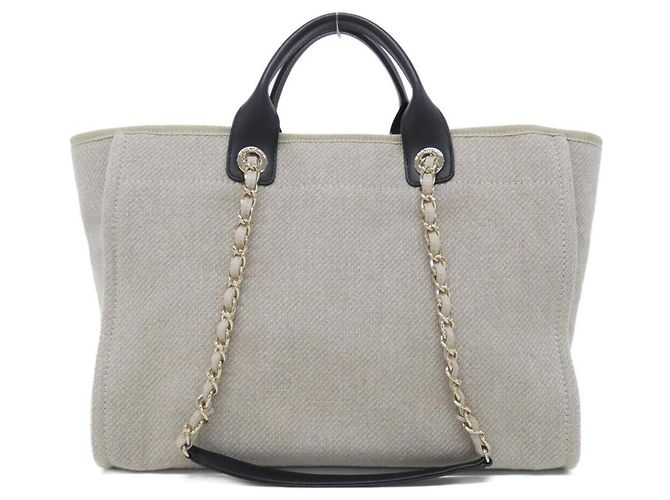 Borsa Chanel Deauville Line 66941 Nero Beige - vista 2