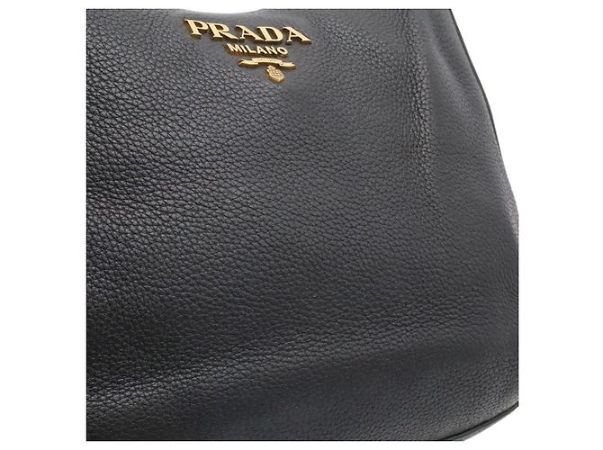 Prada Schultertasche aus gestreiftem Leder Schwarz - Ansicht 10