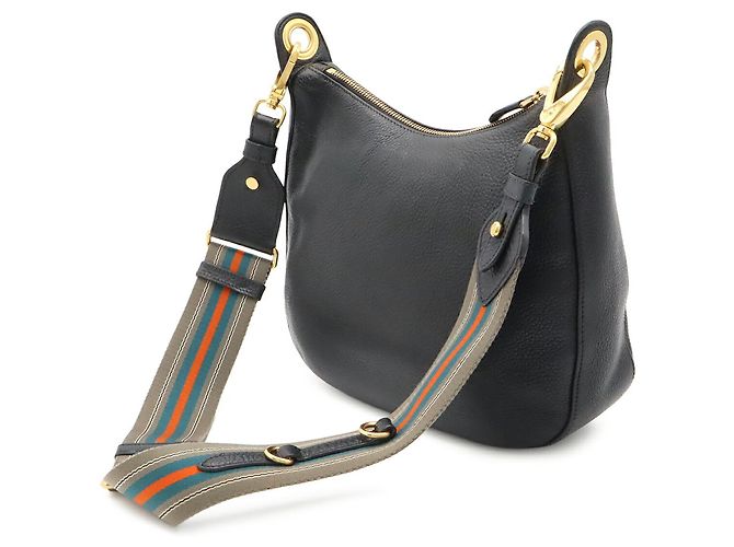 Prada Schultertasche aus gestreiftem Leder Schwarz - Ansicht 3