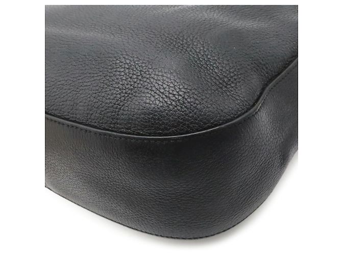 Prada Schultertasche aus gestreiftem Leder Schwarz - Ansicht 4