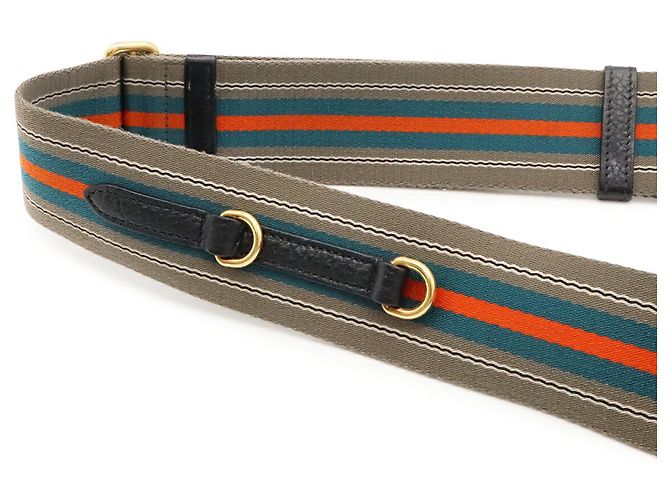 Prada Schultertasche aus gestreiftem Leder Schwarz - Ansicht 5