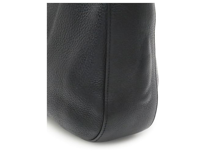 Prada Schultertasche aus gestreiftem Leder Schwarz - Ansicht 9
