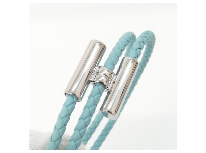 Hermès Hermes Tourni Tresse Blue Atoll Charm Armband Blau - Ansicht 3
