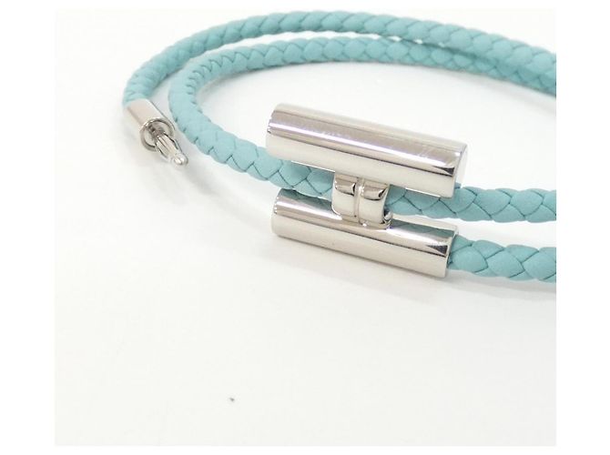 Hermès Hermes Tourni Tresse Blue Atoll Charm Armband Blau - Ansicht 4
