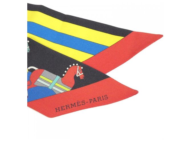 Hermès Hermes Twilly 062708S Lenço Muffler Preto Azul - vista 2