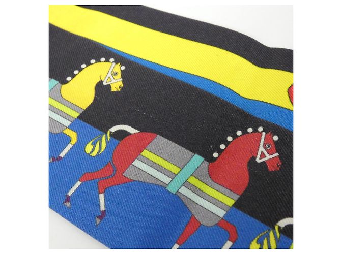 Hermès Hermes Twilly 062708S Lenço Muffler Preto Azul - vista 3