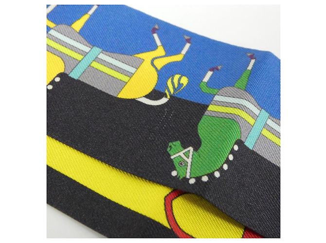 Hermès Hermes Twilly 062708S Lenço Muffler Preto Azul - vista 4