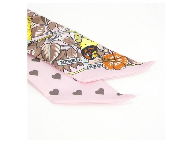 Hermès Lenço Twilly Hermes JUNGLE LOVE Rosa - vista 2
