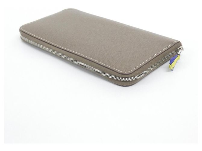 Hermès Carteira bi-fold em seda Hermes SANGLES Azul Bege - vista 2