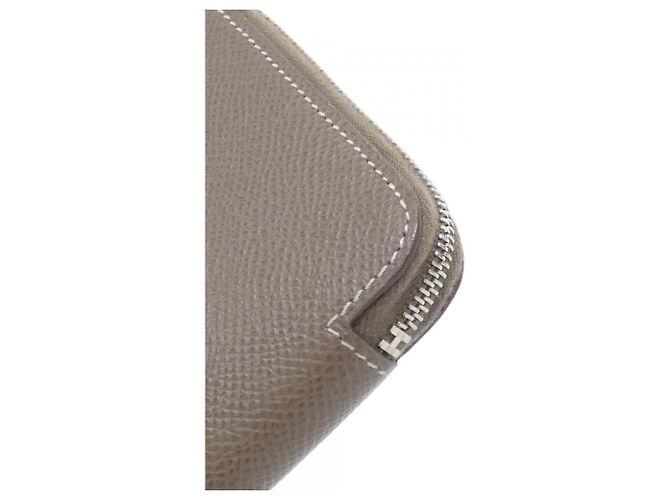 Hermès Carteira bi-fold em seda Hermes SANGLES Azul Bege - vista 3