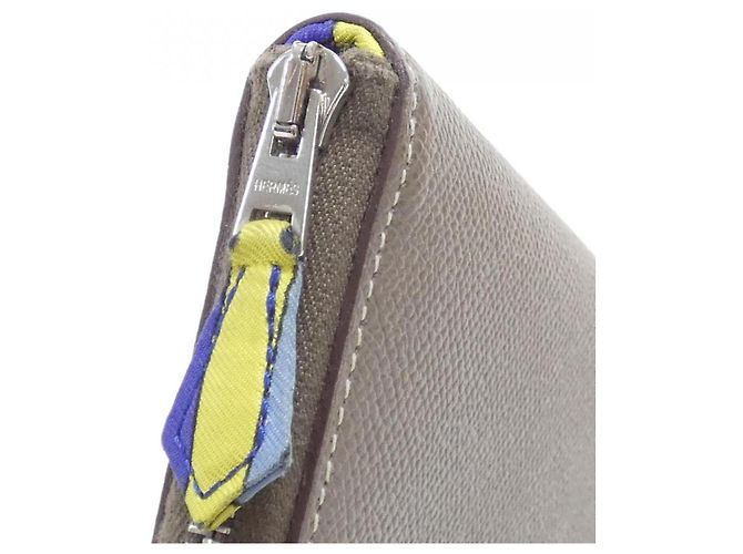 Hermès Carteira bi-fold em seda Hermes SANGLES Azul Bege - vista 4