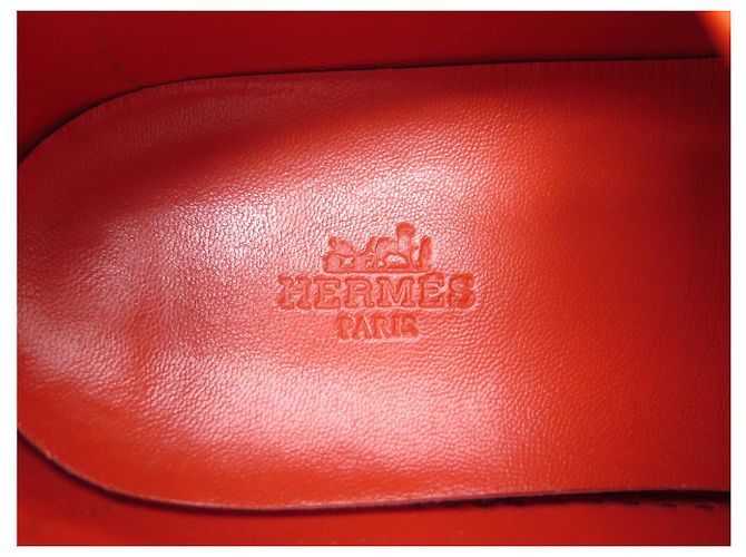 Hermès CHAUSSURES HERMES QUICKER SPLASH ORANGE BLANC CUIR LOGO 40 BASKETS SNEAKERS - vue 10