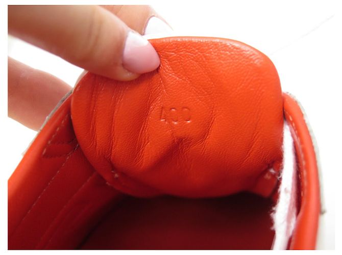 Hermès CHAUSSURES HERMES QUICKER SPLASH ORANGE BLANC CUIR LOGO 40 BASKETS SNEAKERS - vue 11