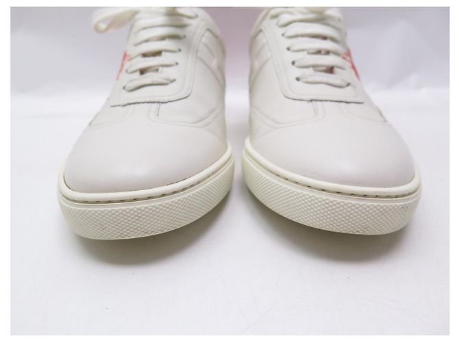 Hermès CHAUSSURES HERMES QUICKER SPLASH ORANGE BLANC CUIR LOGO 40 BASKETS SNEAKERS - vue 4