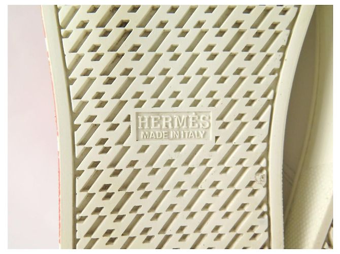 Hermès CHAUSSURES HERMES QUICKER SPLASH ORANGE BLANC CUIR LOGO 40 BASKETS SNEAKERS - vue 8