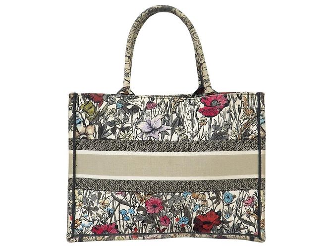 BORSA A MANO CHRISTIAN DIOR BOOK TOTE MEDIUM IN tela MILLE FLEURS CABAS BAG Bianco - vista 2