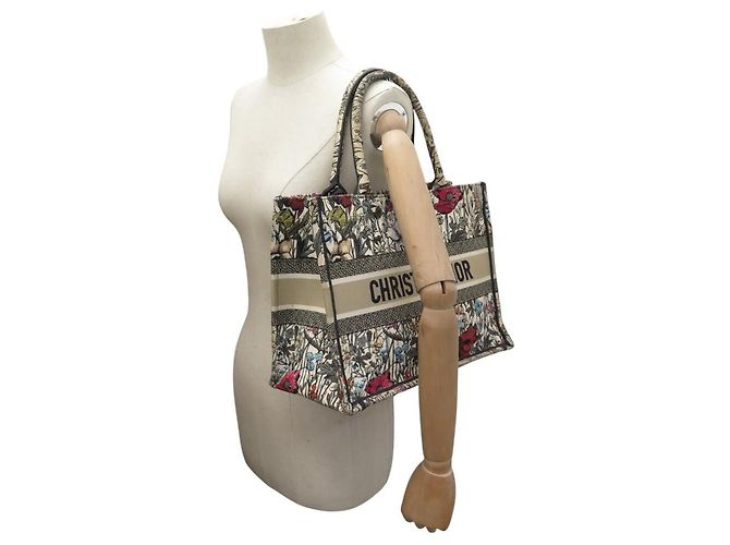 BORSA A MANO CHRISTIAN DIOR BOOK TOTE MEDIUM IN tela MILLE FLEURS CABAS BAG Bianco - vista 7