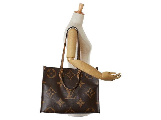 Sac cabas Louis Vuitton On the Go GM Marron - vue 7