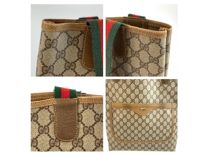 Gucci Shelley Line GG Supreme Canvas Tote Bag Braun Beige - Ansicht 5