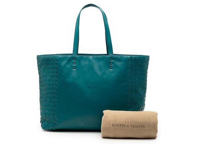 Borsa Tote Bottega Veneta Intrecciato Blu - vista 7