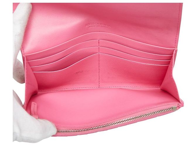 Portafoglio lungo Bottega Veneta Intrecciato Rosa - vista 9