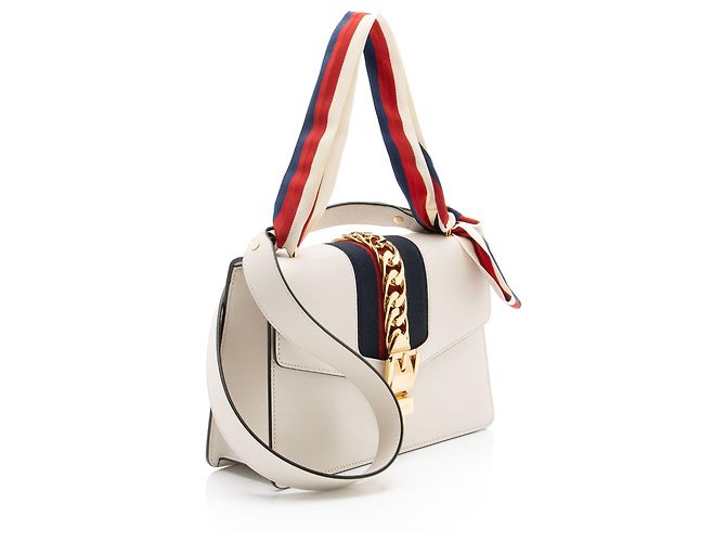 Borsa a tracolla piccola Gucci Leather Sylvie Bianco - vista 2