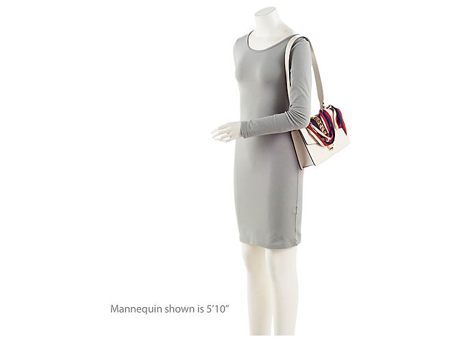 Borsa a tracolla piccola Gucci Leather Sylvie Bianco - vista 5