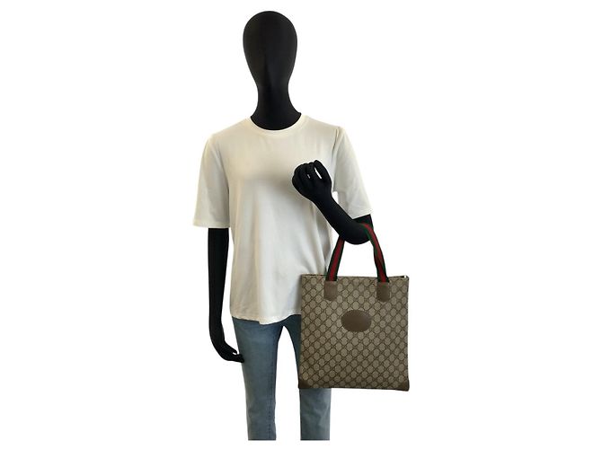 Borsa Tote Gucci GG Supreme Sherry Line Marrone Beige - vista 6