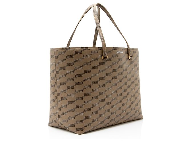 Balenciaga BB Monogram Canvas Signature Large Shopper Tote Brown - view 2