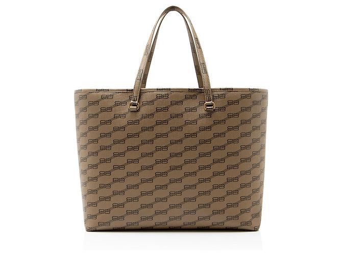 Balenciaga BB Monogram Canvas Signature Large Shopper Tote Brown - view 3