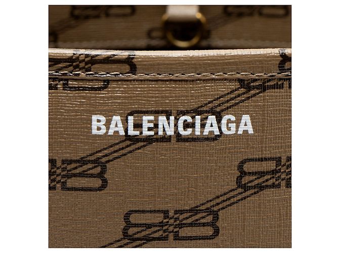 Balenciaga BB Monogram Canvas Signature Large Shopper Tote Brown - view 9