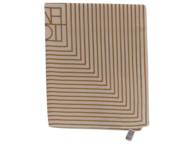 Sciarpa a righe con logo Totême in seta crema Bianco Crudo - vista 4