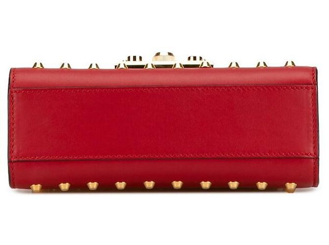 Gucci Padlock Studs Chain Shoulder Bag Red - view 3
