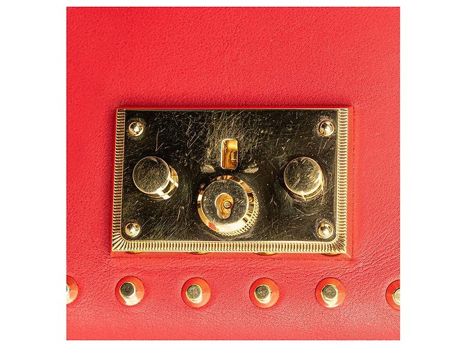 Gucci Padlock Studs Chain Shoulder Bag Red - view 4