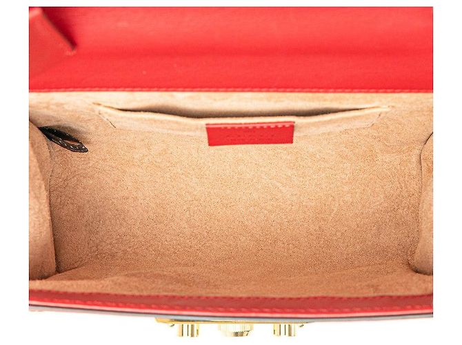 Gucci Padlock Studs Chain Shoulder Bag Red - view 5