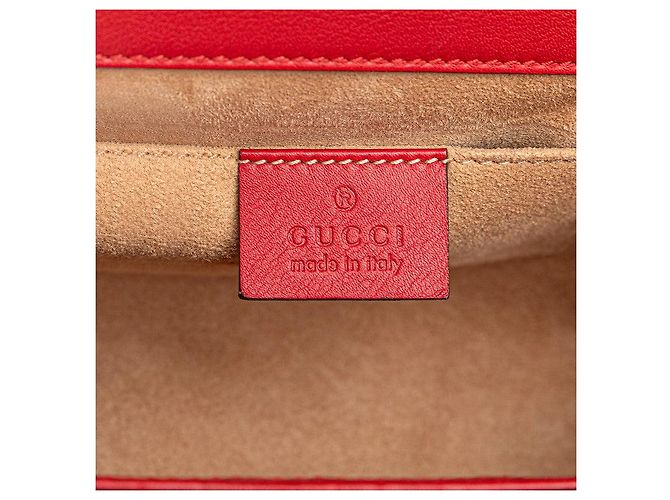 Gucci Padlock Studs Chain Shoulder Bag Red - view 6