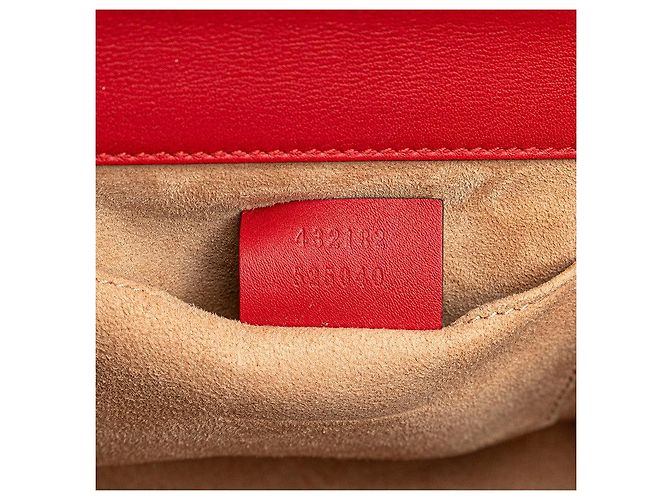 Gucci Padlock Studs Chain Shoulder Bag Red - view 7