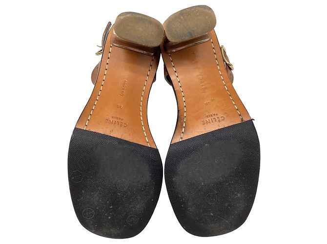 Céline Sandali con tacco Celine Bam Bam in pelle marrone - vista 10